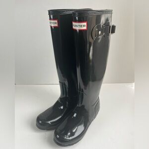 Hunter Women's Original Tall black Gloss Rain Boots size 5
